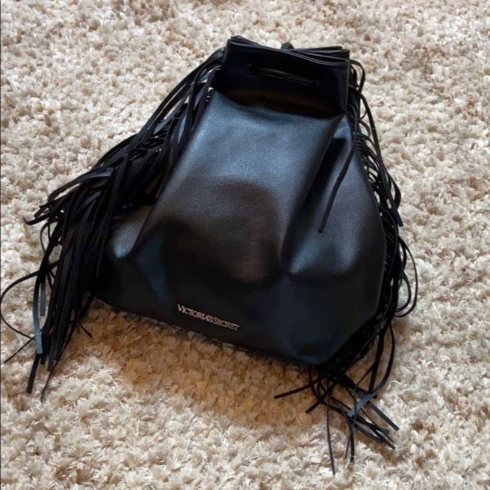 NWT Victoria Secret Black Fringe Backpack